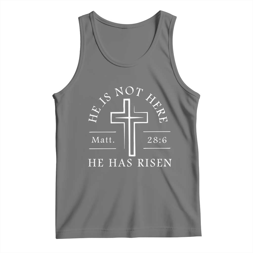 He Is Not Here He Has Risen Tank Top Jesus Christ Easter Cross Christian Matt 28:6 TS10 Black Heather Print Your Wear