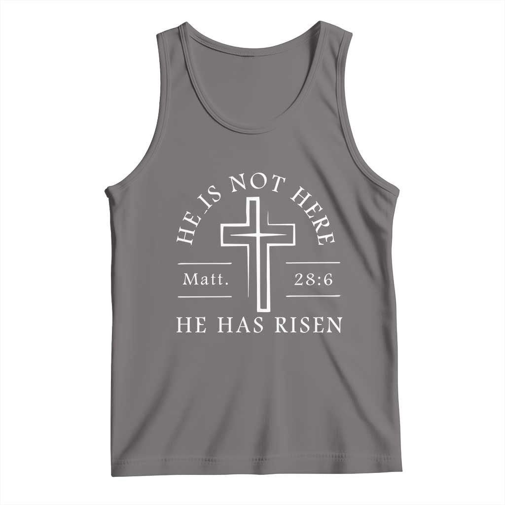 He Is Not Here He Has Risen Tank Top Jesus Christ Easter Cross Christian Matt 28:6 TS10 Deep Heather Print Your Wear