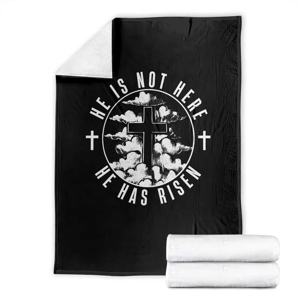 Easter Jesus Has Risen Throw Blanket Christian Bible Verse Graphic Cross 90s Style TS10 Black Print Your Wear