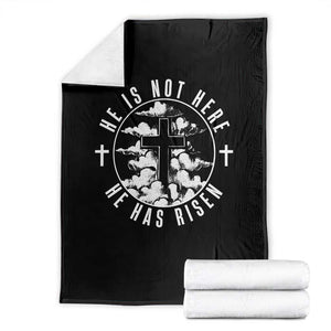 Easter Jesus Has Risen Throw Blanket Christian Bible Verse Graphic Cross 90s Style TS10 Black Print Your Wear