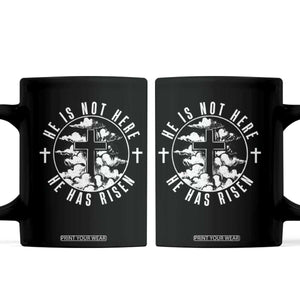 Easter Jesus Has Risen Coffee Mug Christian Bible Verse Graphic Cross 90s Style TS10 Black Print Your Wear