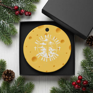 Easter Jesus Has Risen Ceramic Ornament Christian Bible Verse Graphic Cross 90s Style TS10 1pc Yellow Cheese Print Your Wear