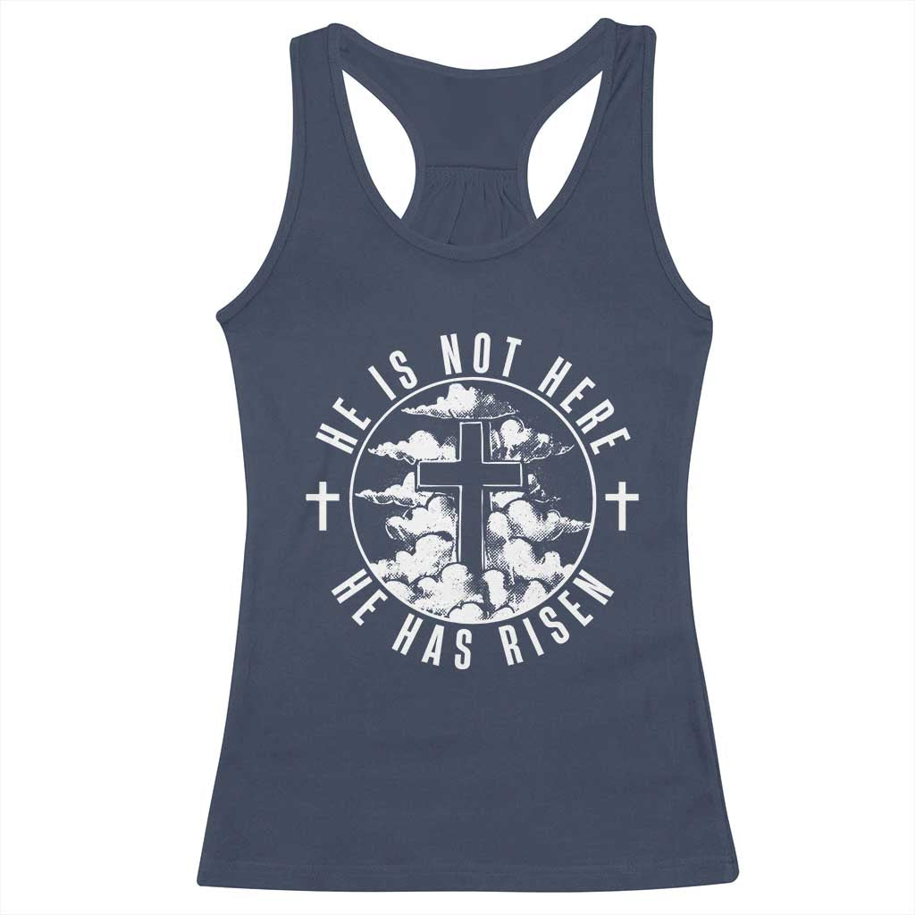 Easter Jesus Has Risen Racerback Tank Top Christian Bible Verse Graphic Cross 90s Style TS10 Navy Print Your Wear