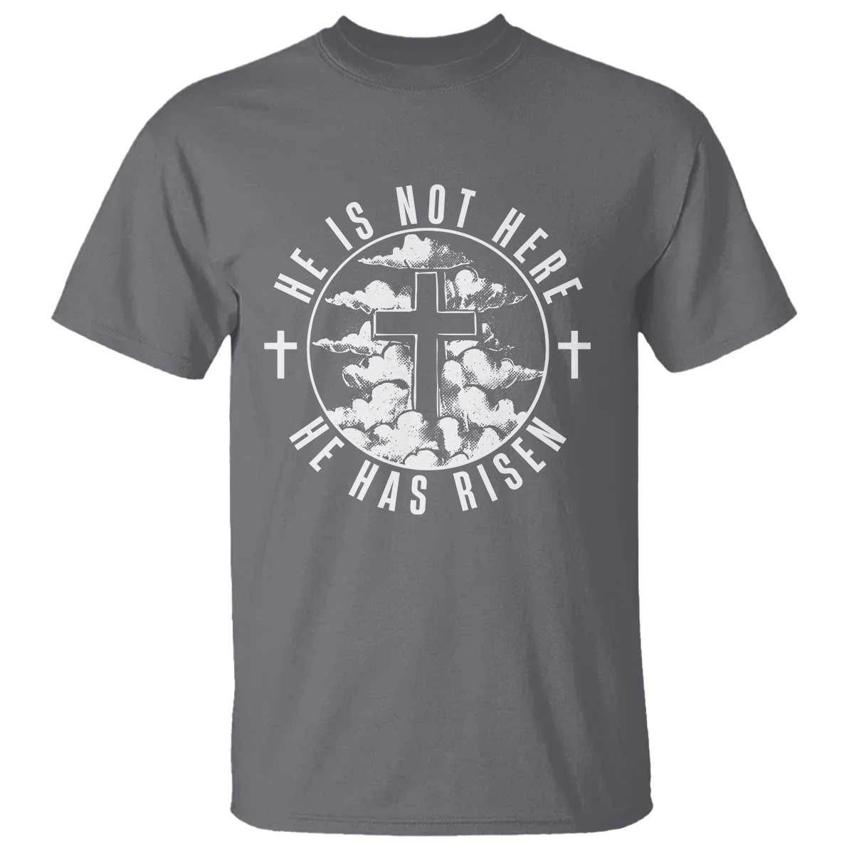 Easter Jesus Has Risen T Shirt Christian Bible Verse Graphic Cross 90s Style TS10 Charcoal Print Your Wear