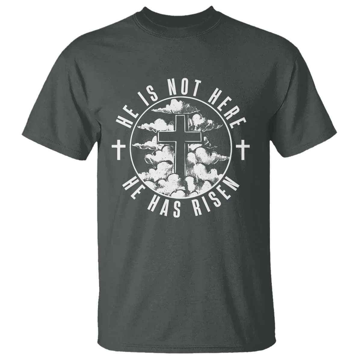 Easter Jesus Has Risen T Shirt Christian Bible Verse Graphic Cross 90s Style TS10 Dark Heather Print Your Wear