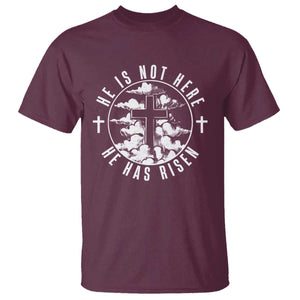 Easter Jesus Has Risen T Shirt Christian Bible Verse Graphic Cross 90s Style TS10 Maroon Print Your Wear