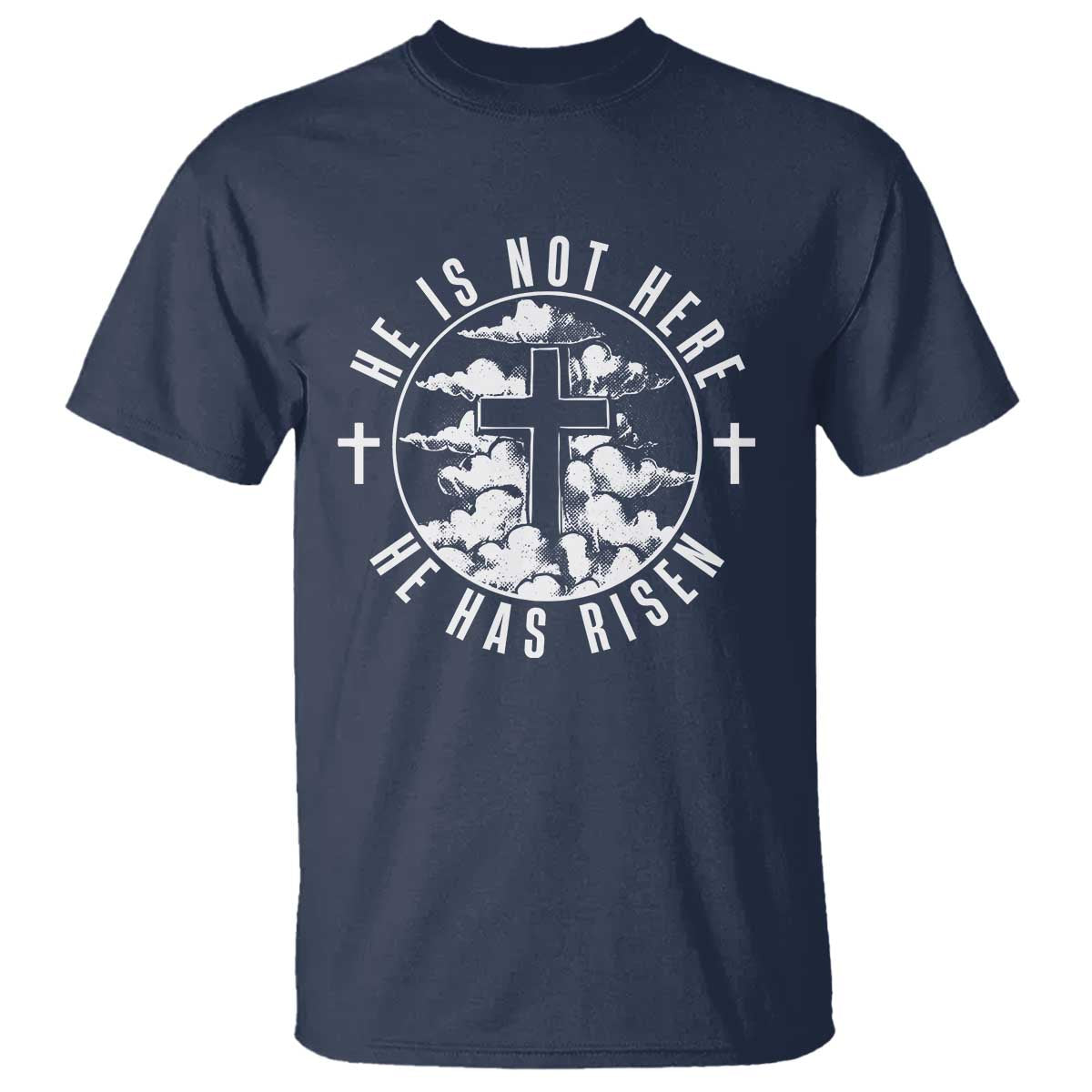 Easter Jesus Has Risen T Shirt Christian Bible Verse Graphic Cross 90s Style TS10 Navy Print Your Wear