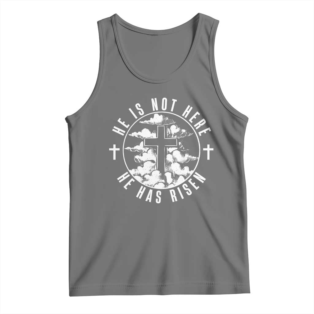 Easter Jesus Has Risen Tank Top Christian Bible Verse Graphic Cross 90s Style TS10 Black Heather Print Your Wear
