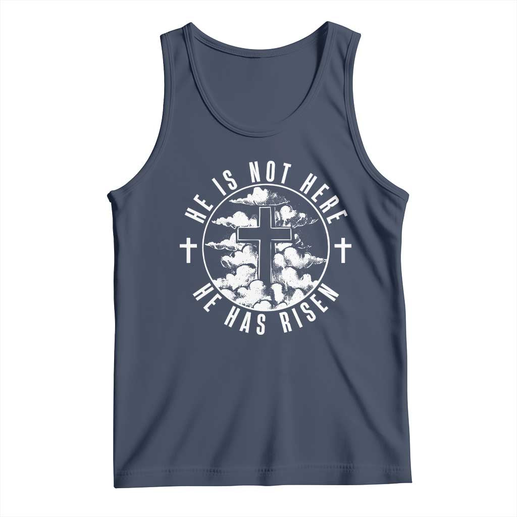 Easter Jesus Has Risen Tank Top Christian Bible Verse Graphic Cross 90s Style TS10 Navy Print Your Wear