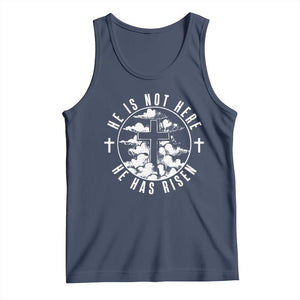 Easter Jesus Has Risen Tank Top Christian Bible Verse Graphic Cross 90s Style TS10 Navy Print Your Wear