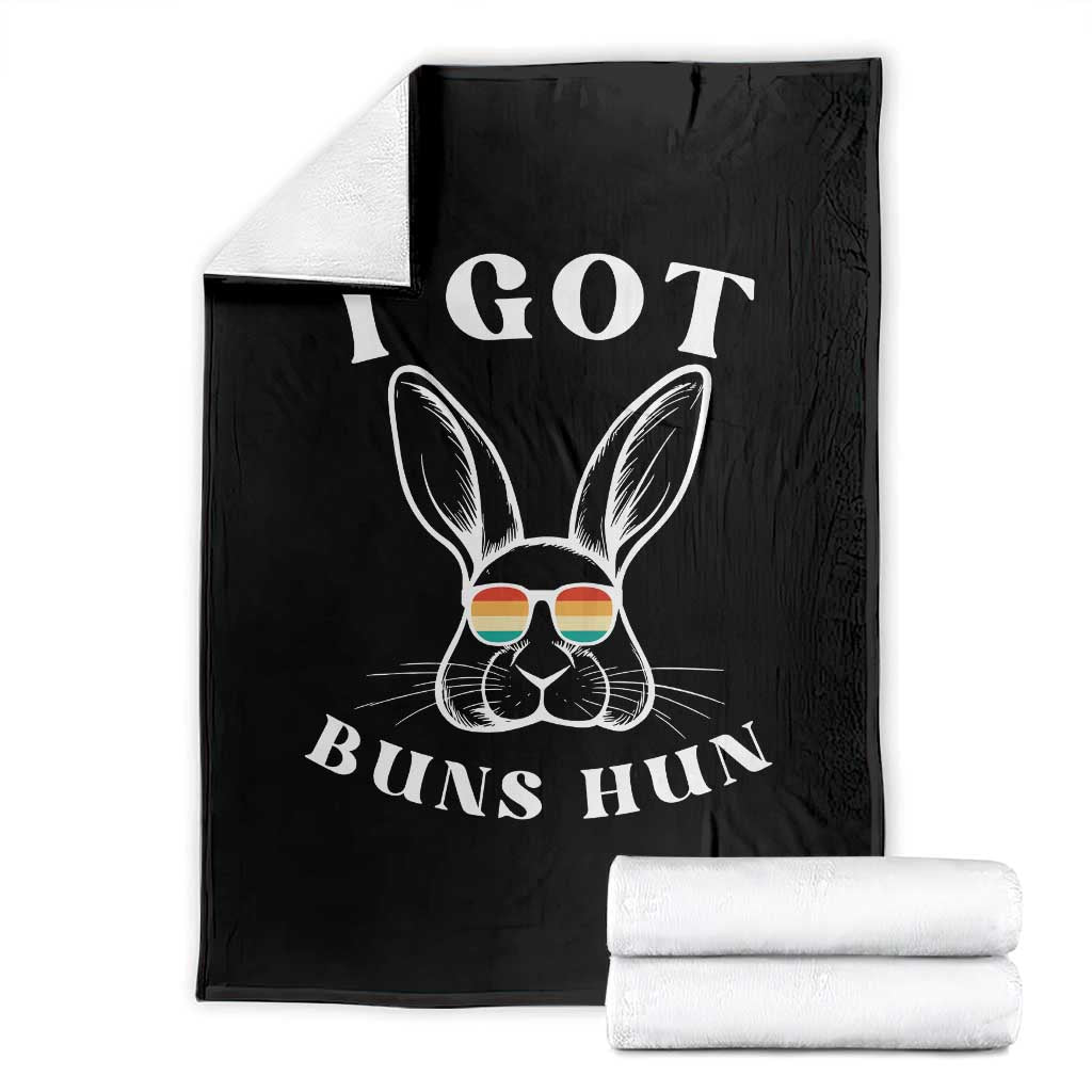 Rabbit Easter Bunny Sunglasses Throw Blanket Retro Vintage I Got Buns Hun Funny Jokes TS10 Black Print Your Wear