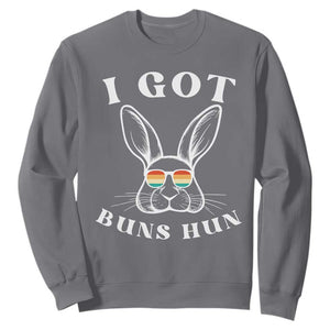 Rabbit Easter Bunny Sunglasses Sweatshirt Retro Vintage I Got Buns Hun Funny Jokes TS10 Charcoal Print Your Wear