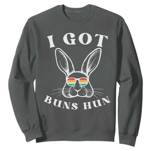 Rabbit Easter Bunny Sunglasses Sweatshirt Retro Vintage I Got Buns Hun Funny Jokes TS10 Dark Heather Print Your Wear