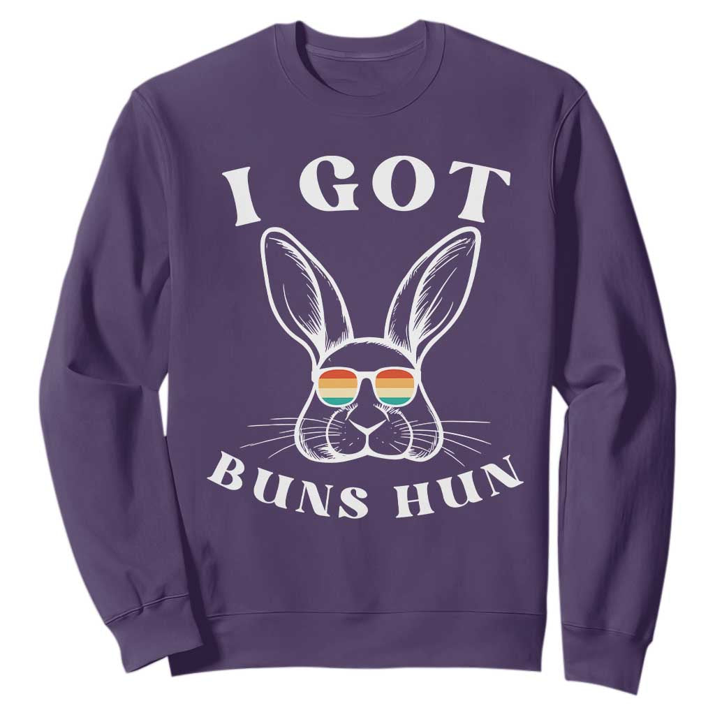 Rabbit Easter Bunny Sunglasses Sweatshirt Retro Vintage I Got Buns Hun Funny Jokes TS10 Purple Print Your Wear