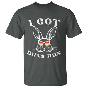 Rabbit Easter Bunny Sunglasses T Shirt Retro Vintage I Got Buns Hun Funny Jokes TS10 Dark Heather Print Your Wear