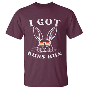 Rabbit Easter Bunny Sunglasses T Shirt Retro Vintage I Got Buns Hun Funny Jokes TS10 Maroon Print Your Wear