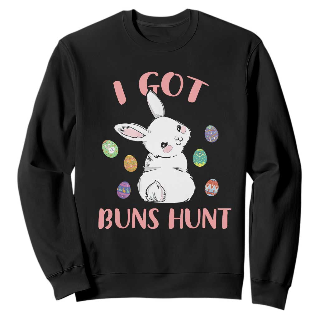 Rabbit Easter Bunny Sunglasses Sweatshirt I Got Buns Hun Funny Jokes TS10 Black Print Your Wear