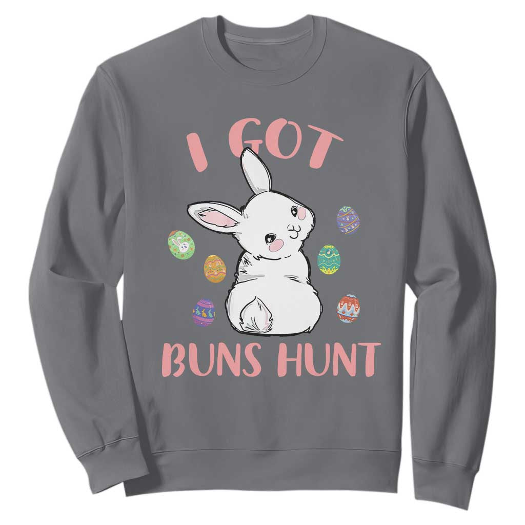 Rabbit Easter Bunny Sunglasses Sweatshirt I Got Buns Hun Funny Jokes TS10 Charcoal Print Your Wear