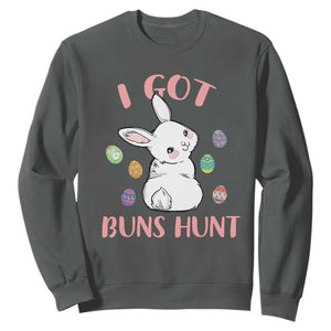 Rabbit Easter Bunny Sunglasses Sweatshirt I Got Buns Hun Funny Jokes TS10 Dark Heather Print Your Wear