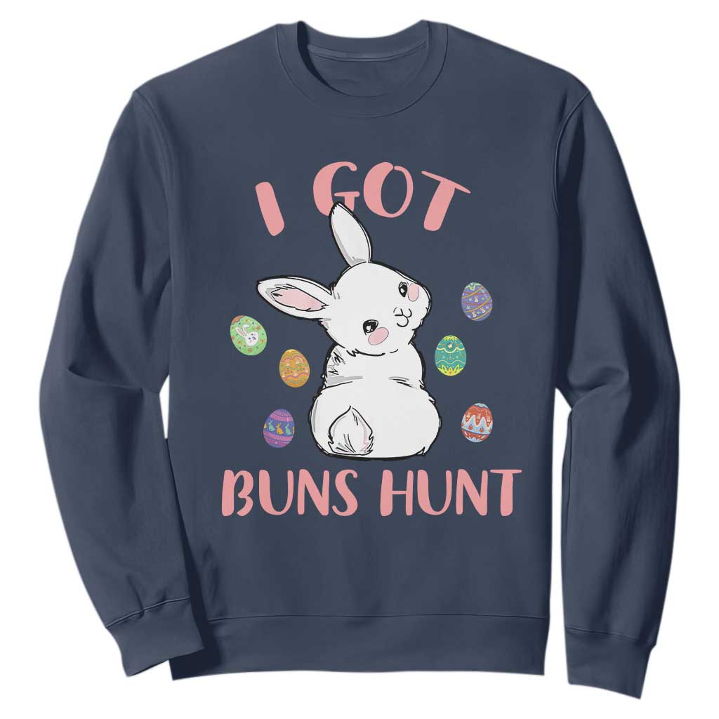 Rabbit Easter Bunny Sunglasses Sweatshirt I Got Buns Hun Funny Jokes TS10 Navy Print Your Wear