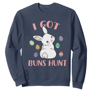 Rabbit Easter Bunny Sunglasses Sweatshirt I Got Buns Hun Funny Jokes TS10 Navy Print Your Wear