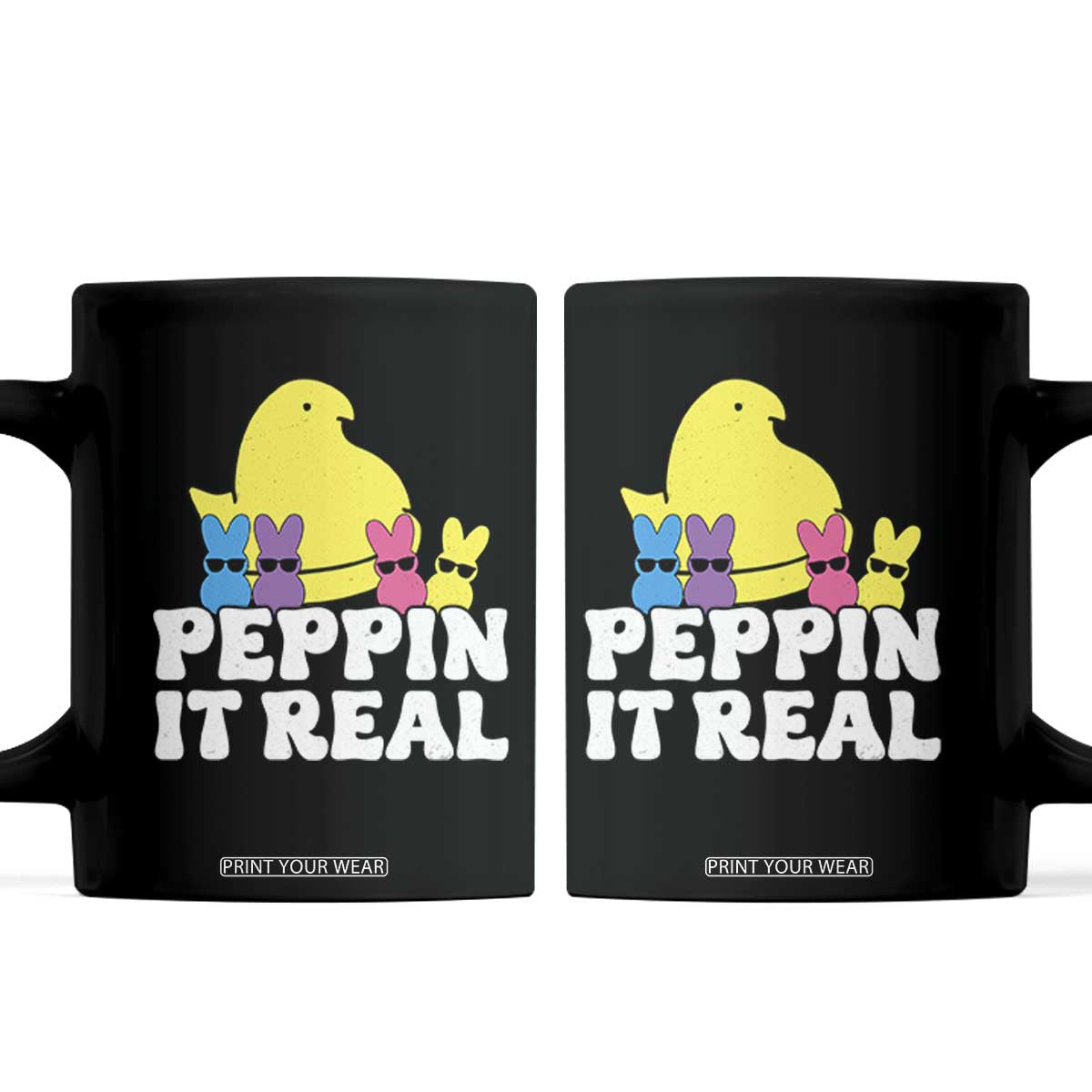 Easter Bunny Coffee Mug Peepin It Real Rabbit Candy Easter TS10 Black Print Your Wear