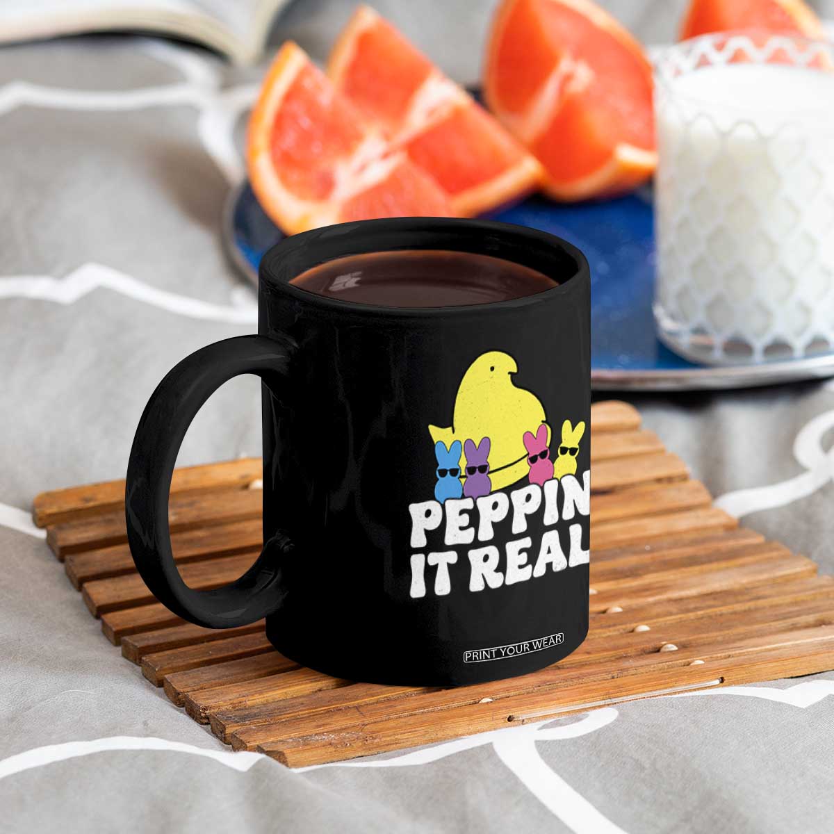 Easter Bunny Coffee Mug Peepin It Real Rabbit Candy Easter TS10 Print Your Wear