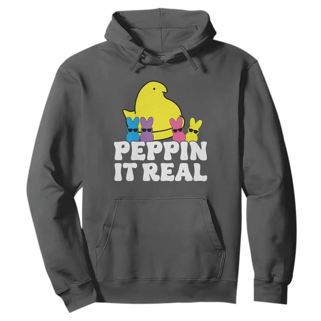 Easter Bunny Hoodie Peepin It Real Rabbit Candy Easter TS10 Dark Heather Print Your Wear