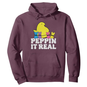 Easter Bunny Hoodie Peepin It Real Rabbit Candy Easter TS10 Maroon Print Your Wear