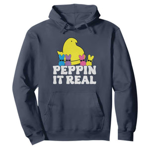 Easter Bunny Hoodie Peepin It Real Rabbit Candy Easter TS10 Navy Print Your Wear