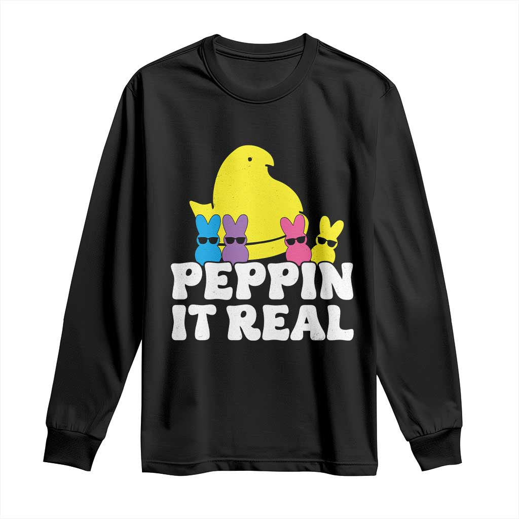 Easter Bunny Long Sleeve Shirt Peepin It Real Rabbit Candy Easter TS10 Black Print Your Wear