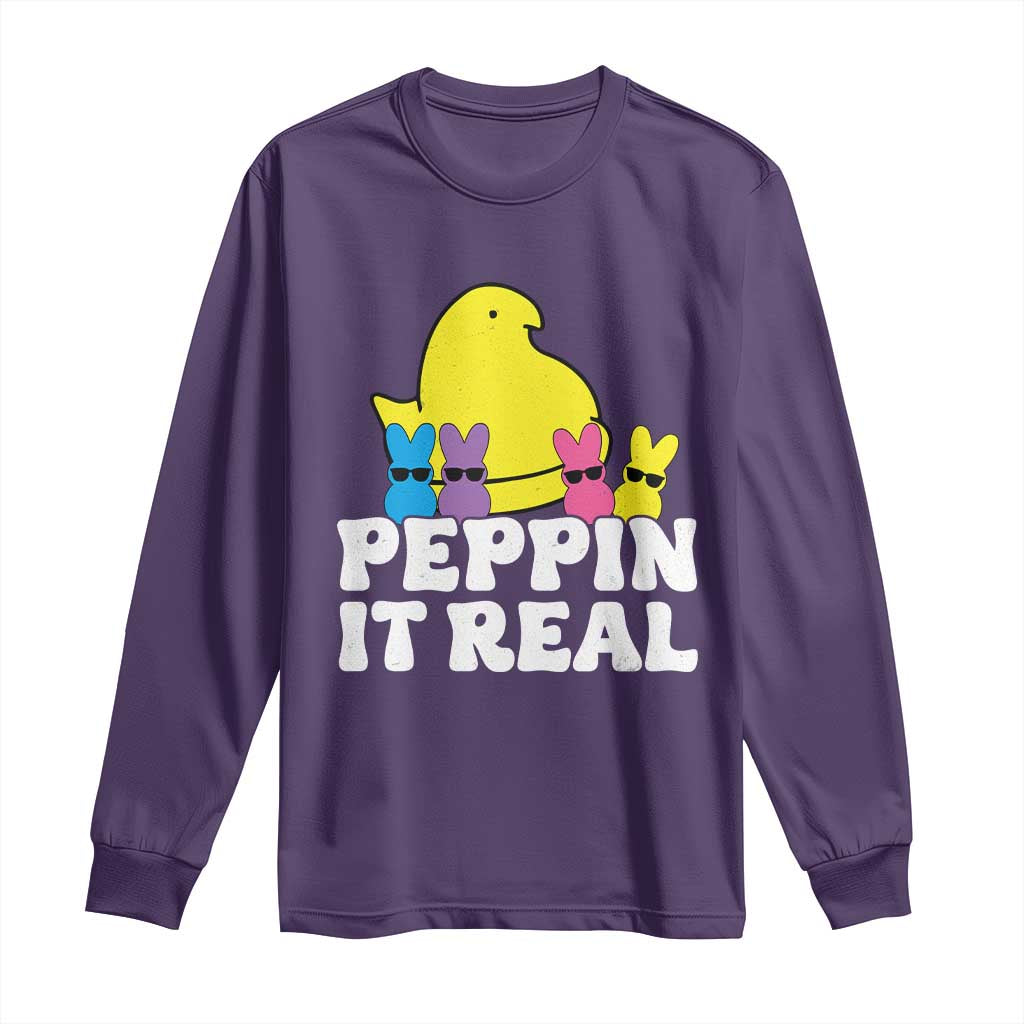 Easter Bunny Long Sleeve Shirt Peepin It Real Rabbit Candy Easter TS10 Purple Print Your Wear