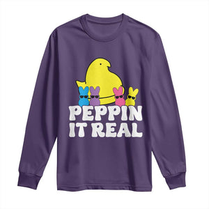 Easter Bunny Long Sleeve Shirt Peepin It Real Rabbit Candy Easter TS10 Purple Print Your Wear