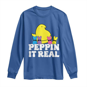 Easter Bunny Long Sleeve Shirt Peepin It Real Rabbit Candy Easter TS10 Royal Blue Print Your Wear