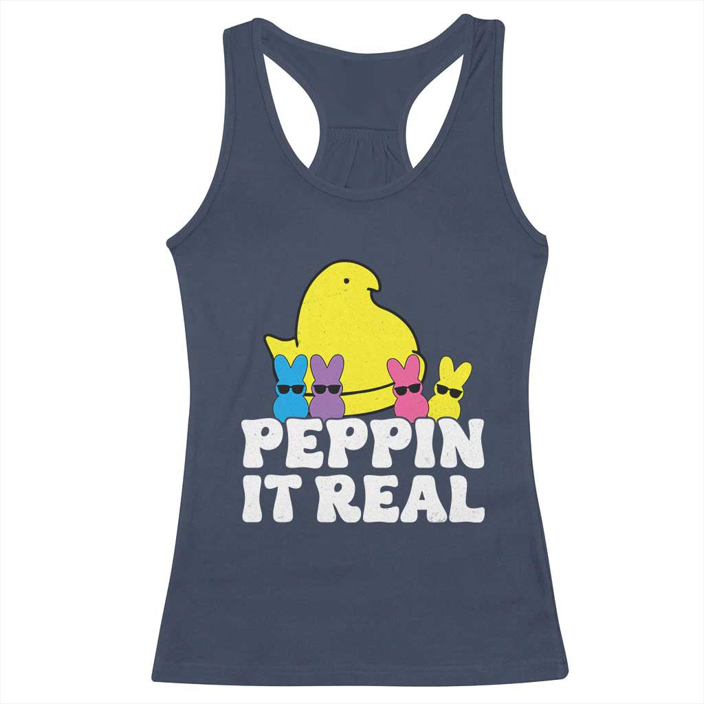 Easter Bunny Racerback Tank Top Peepin It Real Rabbit Candy Easter TS10 Navy Print Your Wear