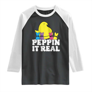 Easter Bunny Raglan Shirt Peepin It Real Rabbit Candy Easter TS10 Black White Print Your Wear