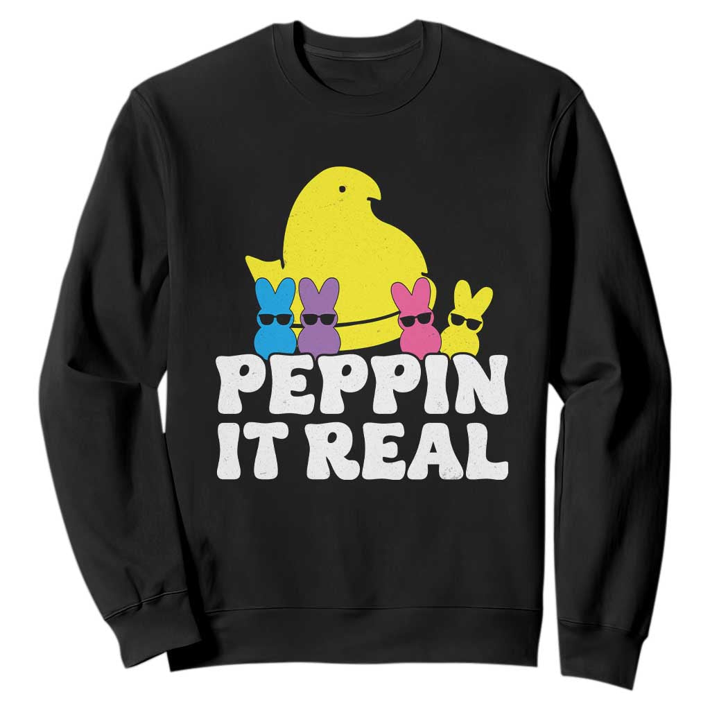 Easter Bunny Sweatshirt Peepin It Real Rabbit Candy Easter TS10 Black Print Your Wear
