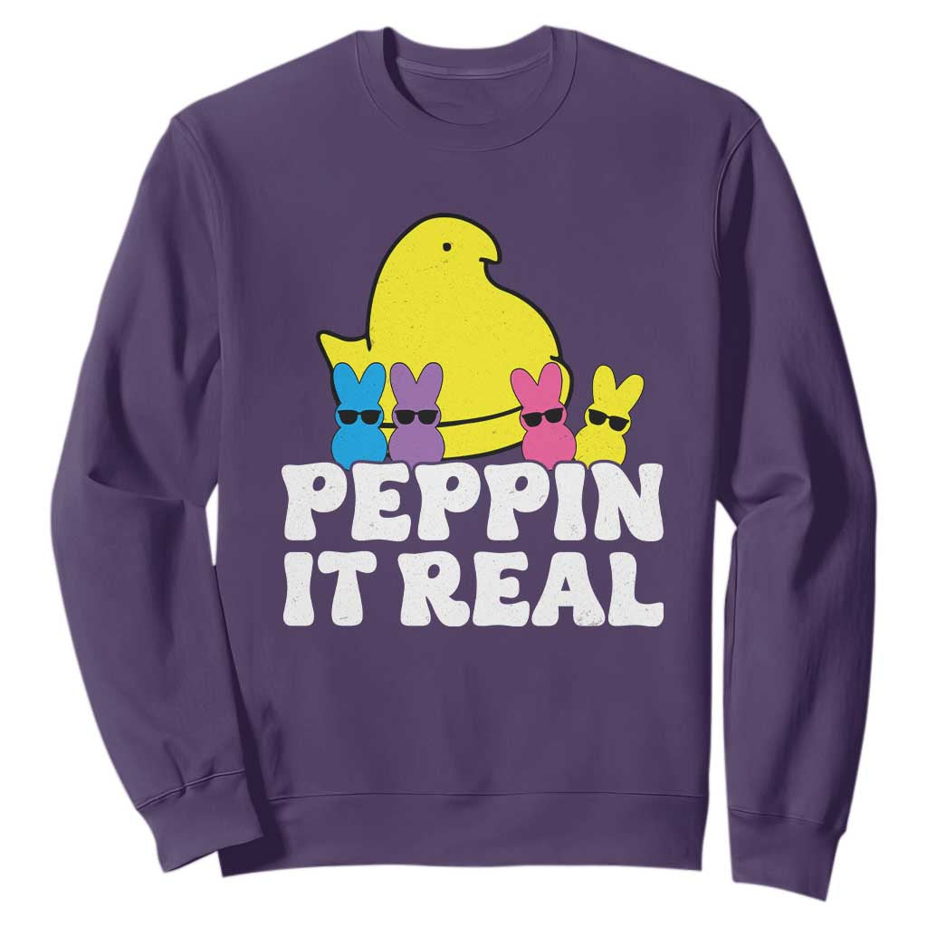 Easter Bunny Sweatshirt Peepin It Real Rabbit Candy Easter TS10 Purple Print Your Wear