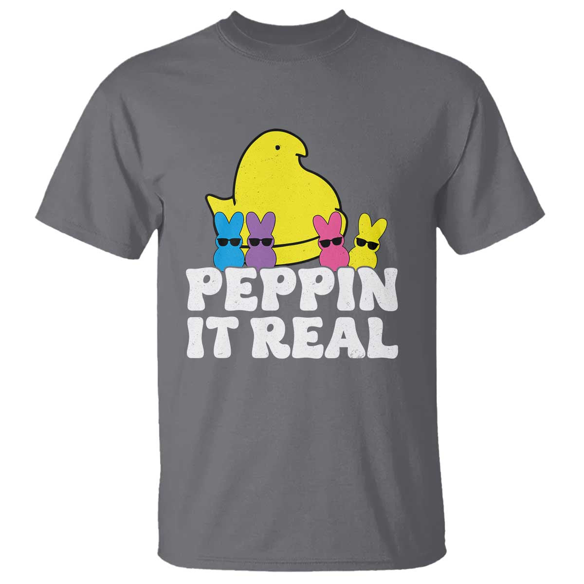 Easter Bunny T Shirt Peepin It Real Rabbit Candy Easter TS10 Charcoal Print Your Wear