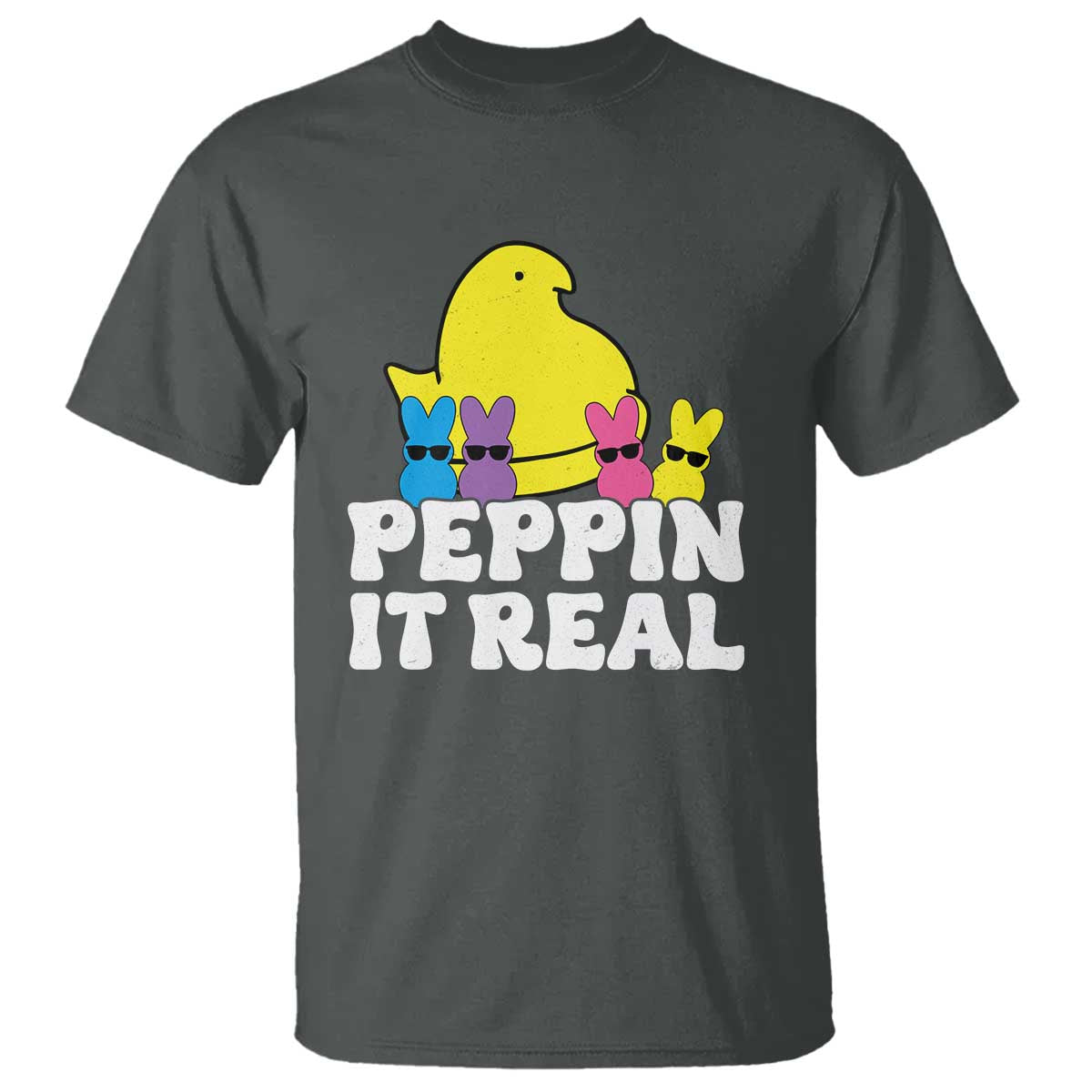Easter Bunny T Shirt Peepin It Real Rabbit Candy Easter TS10 Dark Heather Print Your Wear