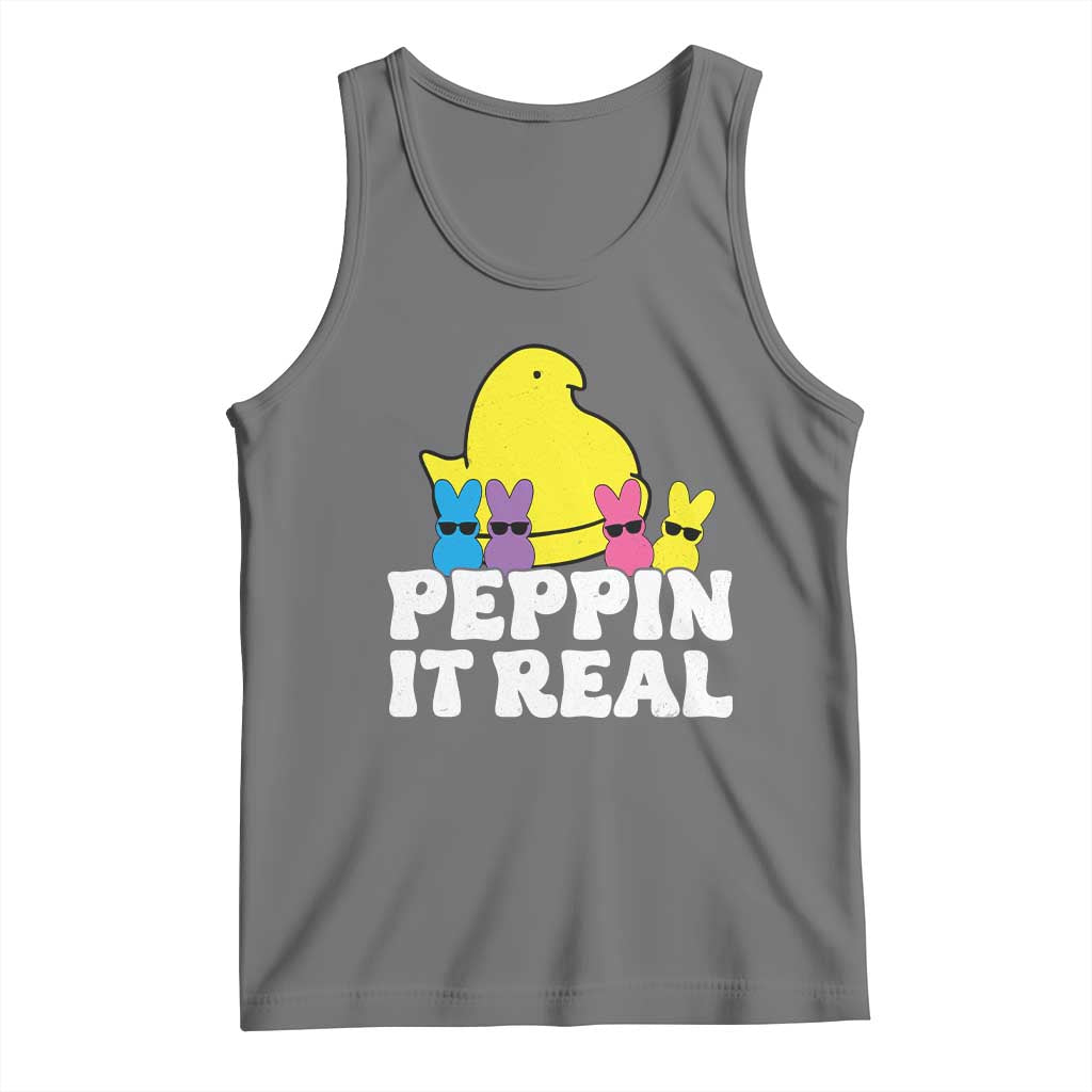 Easter Bunny Tank Top Peepin It Real Rabbit Candy Easter TS10 Black Heather Print Your Wear