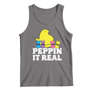Easter Bunny Tank Top Peepin It Real Rabbit Candy Easter TS10 Deep Heather Print Your Wear