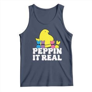 Easter Bunny Tank Top Peepin It Real Rabbit Candy Easter TS10 Navy Print Your Wear