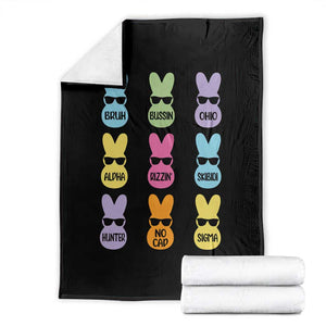 Easter Bruh Throw Blanket Gen Alpha Slang Skibidi Rizz Cute Bunny TS10 Black Print Your Wear