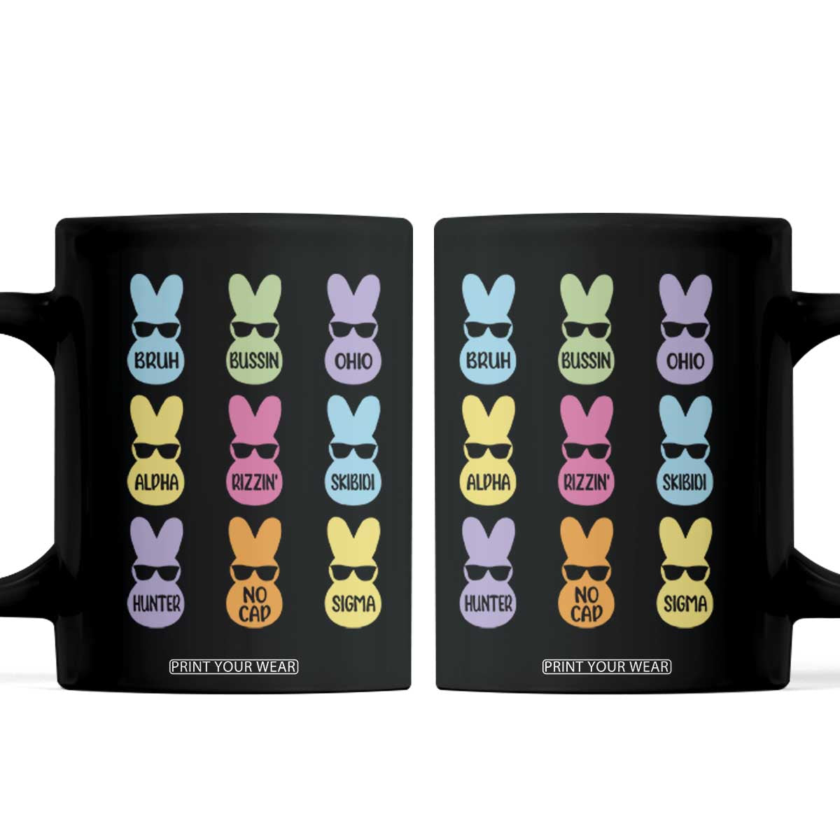 Easter Bruh Coffee Mug Gen Alpha Slang Skibidi Rizz Cute Bunny TS10 Black Print Your Wear