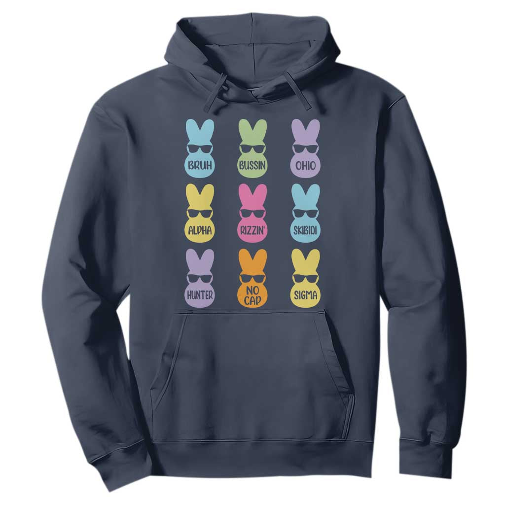 Easter Bruh Hoodie Gen Alpha Slang Skibidi Rizz Cute Bunny TS10 Navy Print Your Wear