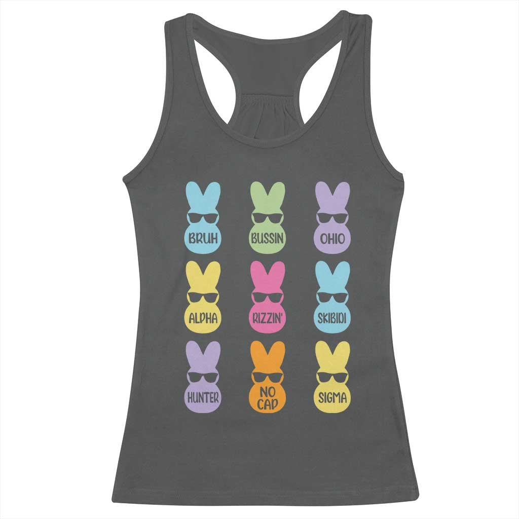 Easter Bruh Racerback Tank Top Gen Alpha Slang Skibidi Rizz Cute Bunny TS10 Dark Heather Print Your Wear