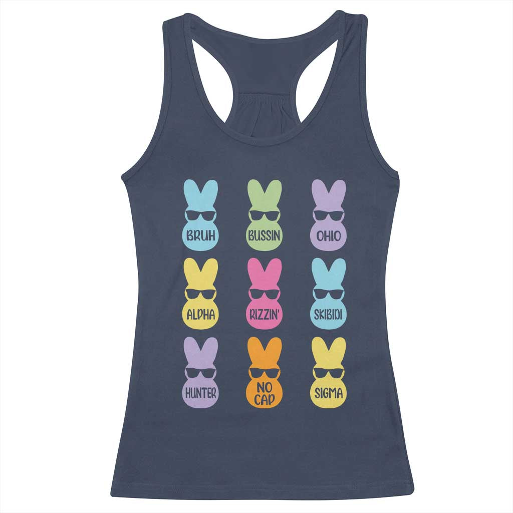 Easter Bruh Racerback Tank Top Gen Alpha Slang Skibidi Rizz Cute Bunny TS10 Navy Print Your Wear