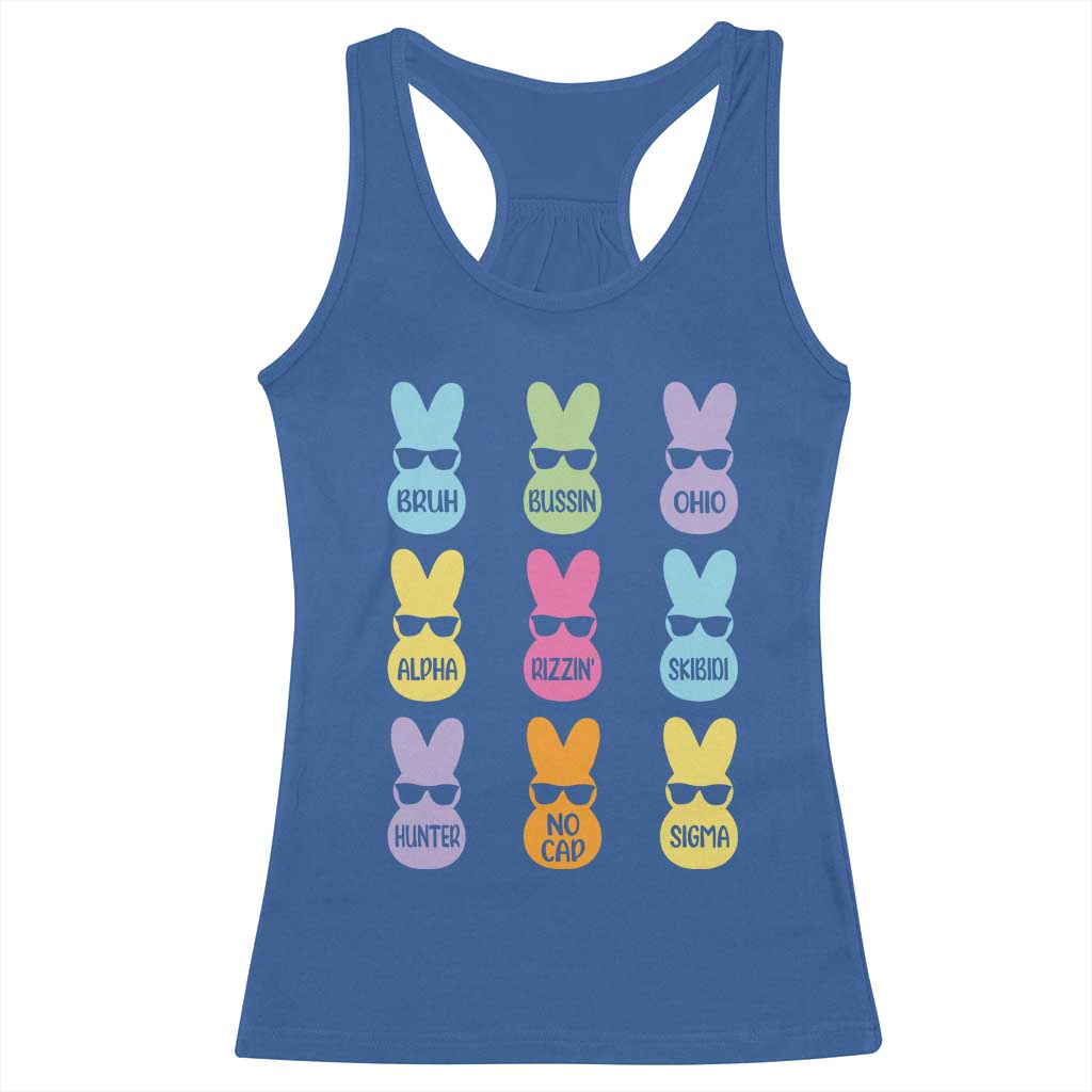 Easter Bruh Racerback Tank Top Gen Alpha Slang Skibidi Rizz Cute Bunny TS10 Royal Blue Print Your Wear