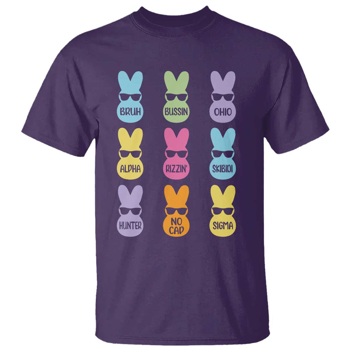 Easter Bruh T Shirt Gen Alpha Slang Skibidi Rizz Cute Bunny TS10 Purple Print Your Wear